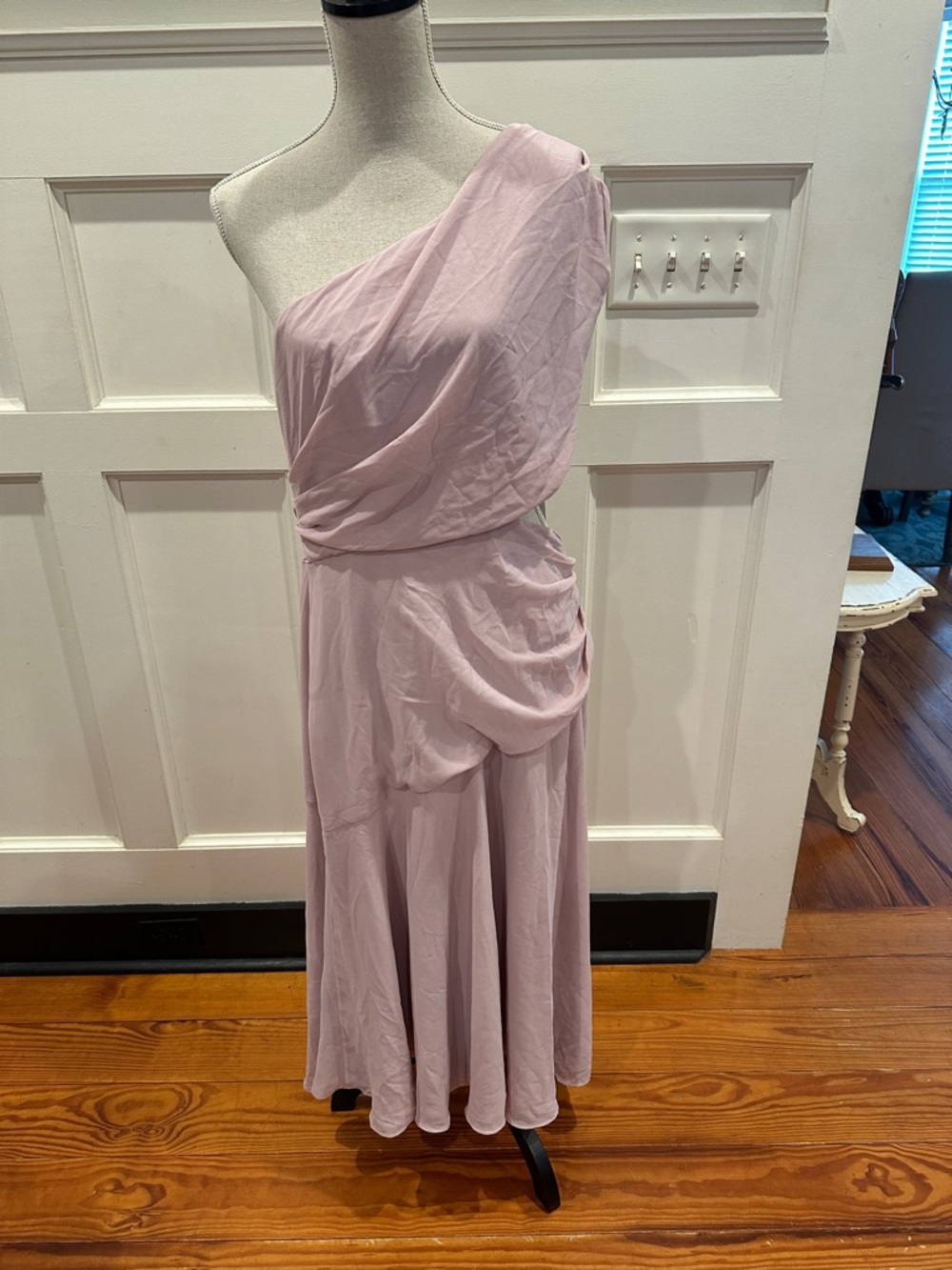Fame and Partners One-Shoulder Lilac Draped Gown